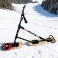 Snow Scooter/Sled for Adults - Reinforced Alloy Frame, 360° Steering Handle, All-Terrain Outdoor Ski Board, Dual Skis for Maximum Control On Slopes and Untracked Snow Wood