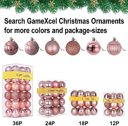 Rose Gold Set of XL (4.0") 4PCS Christmas Balls - Christmas Tree Decoration Ornaments Shatterproof Hanging Balls for New Year Easter Valentine Holiday Decorations