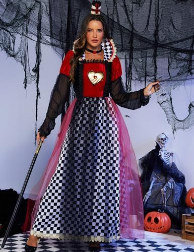 Queen of Hearts Costume Women Halloween Costume Woman 2026 Alice in Wonderland Outfits Fancy Cosplay Dress for Adult