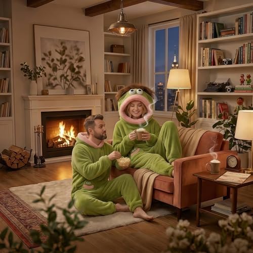Halloween Adult Big Mouth Monster Onesie, Goofy Coral Fleece Couple Pajamas