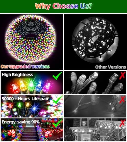 300 LED 75FT Christmas String Lights Indoor Outdoor, 12 Modes, Multicolor
