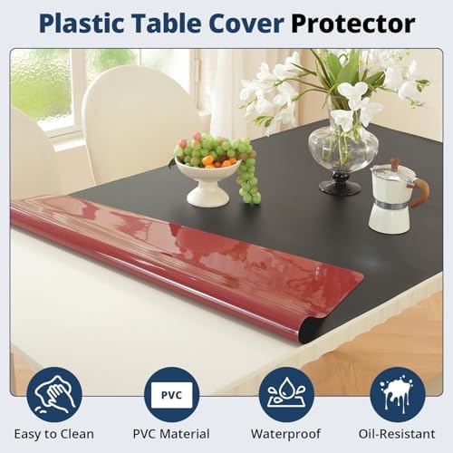 OstepDecor 36 x 54 in Black Table Protector 1.5mm Thick Plastic Table Cover