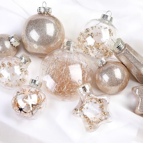 SHareconn 100PCS Christmas Tree Ornaments Clear Set, Champagne