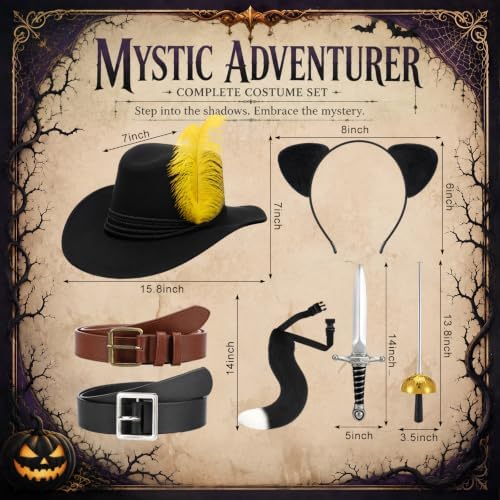 8 Pcs Halloween Couple Costume Set for Adult, Cloak Hat Costume