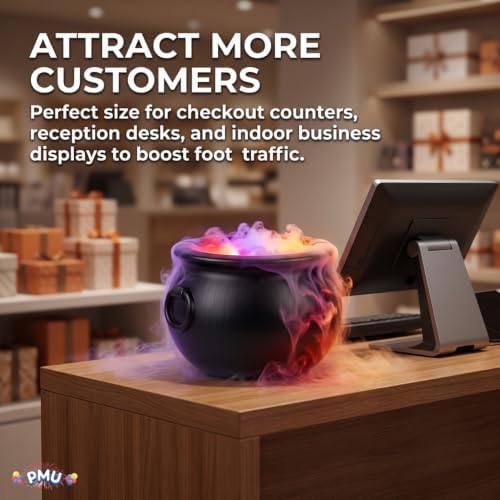 PMU 2pc Cauldron Set, 12in Black Cauldron w/Mist Maker & Multicolor Fogger