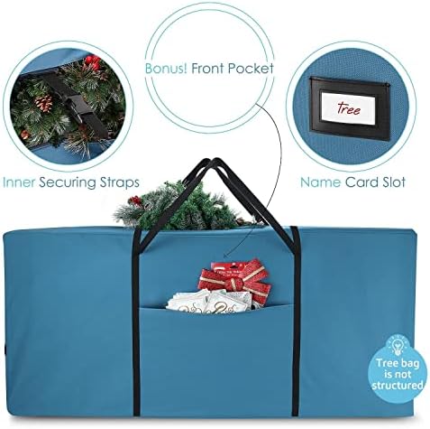 Hearth & Harbor 9 ft Christmas Tree Storage Bag - Artificial Christmas Tree Bag with Reinforced Handles, Dual Zipper, Wide Opening - Large Storage Container for Trees and Decorations