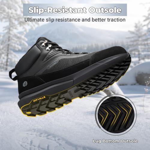 FitVille Men's Winter Boots,Extra Wide Width Thick Fur Lined Snow Boots