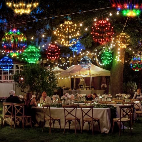 Christmas Decorations,LED Light Balls Outdoor,2 Pack,Red&Green