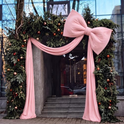 118 x 47 Extra Large Christmas Pink Velvet Bows Outdoor