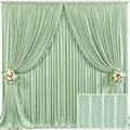 4 Panels Sage Green Backdrop Curtain for Parties Wrinkle Free Dark Green Photo Curtains Backdrop Drapes Fabric Decoration for Baby Shower Birthday Party Photography 20ft(W) x 10ft(H)