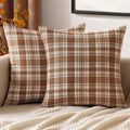 MIULEE Fall Plaid Pillow Covers Scottish Tartan 24x24 Brown
