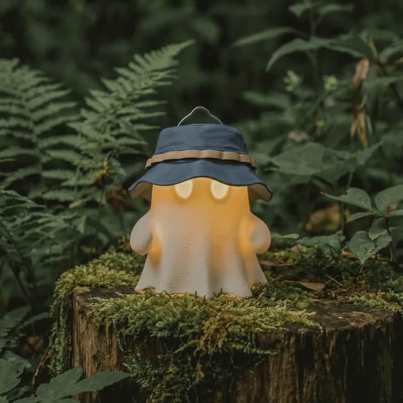 Cute Camping Ghost Night Light, Ghost Squad 3D Printed Lantern Shade Set, Cute Home Decor Squishy Lamp, for Birthday Halloween Decorations ，C
