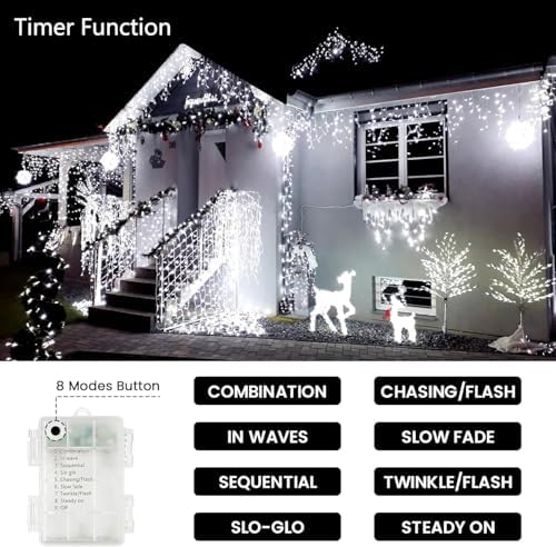 4 Pack 200 LED Battery Operated String Lights, Twinkle Lights Cool White