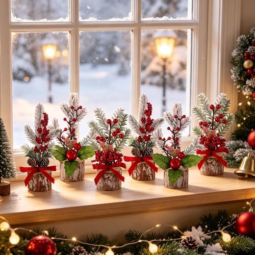 winemana Christmas Table Decorations Indoor Xmas Centerpieces Decor, 6 Pack