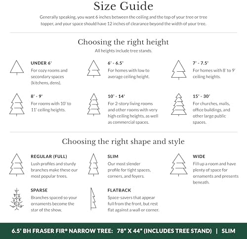 Balsam Hill BH Fraser Fir Narrow - Realistic Slim Christmas Tree with True Needle Foliage, Easy Plug Technology & Space-Saving Design, LED Clear, 6.5ft