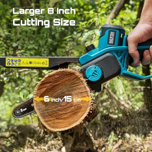 SEESII Flagship 8-Inch Cordless Mini Chainsaw, Upgraded Brushless Motor