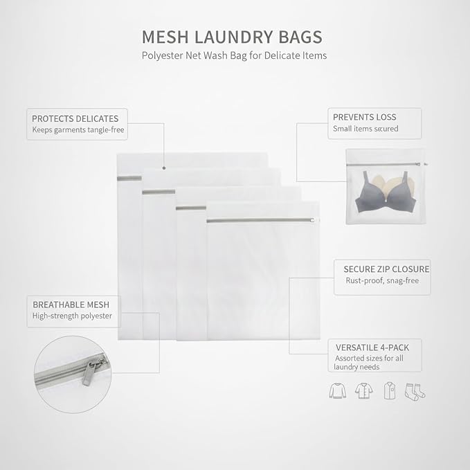 Mesh Laundry Bag, Polyester Net Wash Bag for Delicate Items