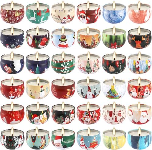 Howemon 36 Pack Christmas Scented Candles Set for Home, Relaxing Stress Relief, Aromatherapy - Natural Soy Wax and Fragrance - Gifts for Women, Mom, Best Friend, Wife, Birthday
