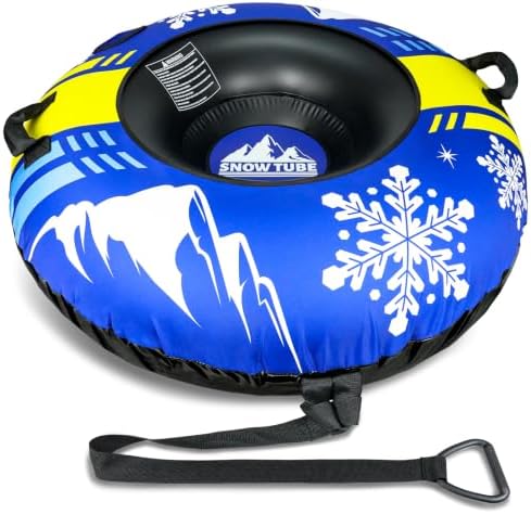 ZMLM Snow Tubes for Sledding Heavy Duty - Inflatable Snow Tube with Premium Canvas Cover for Kids Adults,Towable Snow Sled Thickened Bottom Winter Gift Outdoor Fun Toys