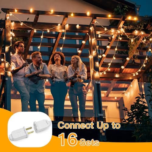 Ollny Outdoor String Lights, 50FT LED Patio Lights Waterproof White Wire