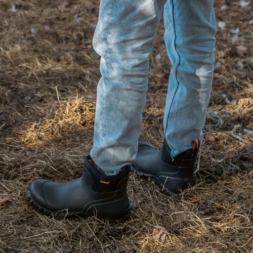 Showave Men's Ankle Rain Boots Waterproof Rubber Garden Boot Mud Booties