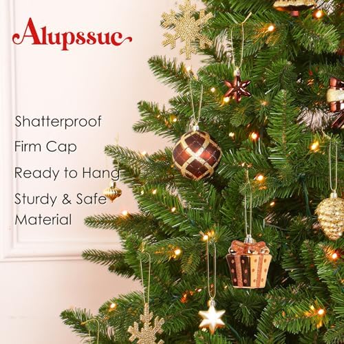 Alupssuc 82pcs Classic Christmas Balls Ornaments Set, Bronze Copper Gold
