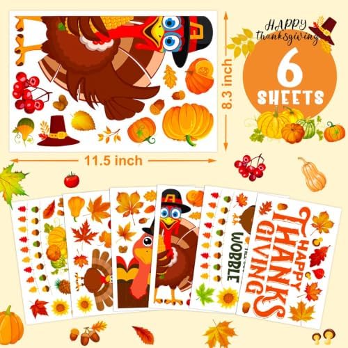 LUDILO Fall Thanksgiving Window Clings Static Window Decal for Fall Décor