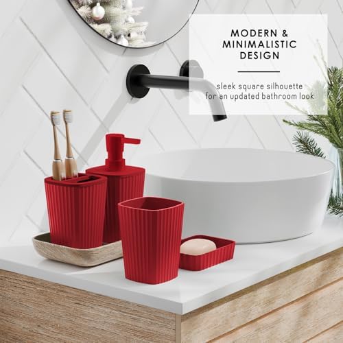 Clara Clark Bathroom Set - Christmas Bathroom Decor, Xmas Bathroom Accessories Set, 9PC Bathroom Accessory Set, Christmas Bathroom Sets with Bathroom Rugs, Toilet Brush, Trash Can & Soap Dispenser