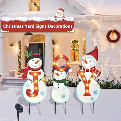 BRIGHTDECK 3 Pack Christmas Snowman Yard Signs Outdoor Decorations
