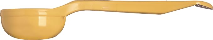 Carlisle FoodService Products 1 Ounce Solid Measuring Spoon – Flat Bottom – Portion Control Tool – Short Handle 6.5 ", Yellow, (Pack of 12)