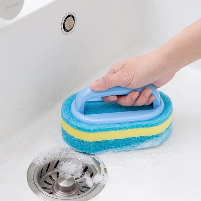 Handle Sponge Brush Kitchen Bathroom Cleaning Plastic