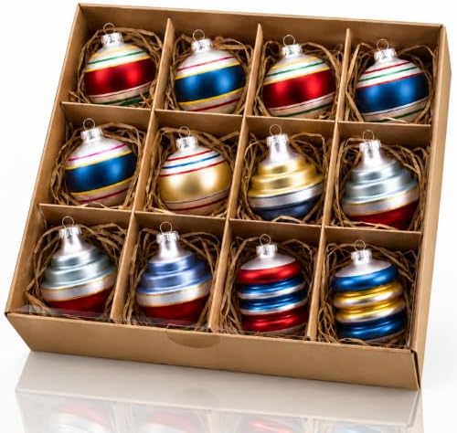 12 Pcs Vintage Glass Christmas Ornament Reflector Decor, Delicate