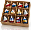 12 Pcs Vintage Glass Christmas Ornament Reflector Decor, Delicate