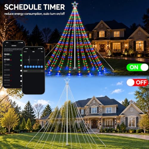 15.7Ft Outdoor Smart Christmas Lights with Flagpole Yard Decor