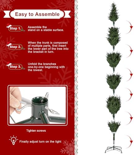 Glitzhome 15ft Prelit Christmas Tree, Hinged Slim Artificial Christmas Tree, Radiant Evergreen Fir with 1500 Warm White/Multi-Color LED Lights,9 Function,w/Remote Control,Easy Assembly