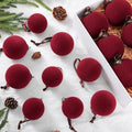 Foilswirl 36 Pcs Wine Red Velvet Christmas Balls, 2.36", 2.76", 3.15"