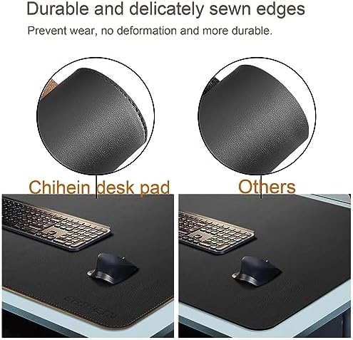 Chihein 71” x 20” Cork & PU Leather Desk Mat (Black) - Huge Mouse Pad, Double Sided Waterproof Desk Pad Protector for Gaming, Office, Home