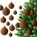 Foilswirl 36 Pcs Brown Velvet Christmas Balls, 2.36", 2.76", 3.15"