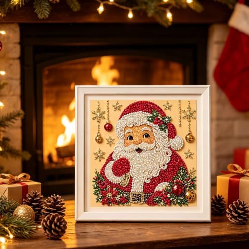 DIY Christmas Pearl Diamond Painting Art Kit Gifts Adults with Frame