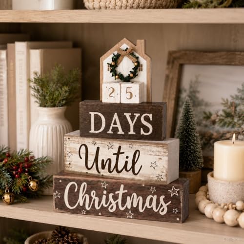 Christmas Countdown Decorations Indoor, Christmas Table Decor for Home