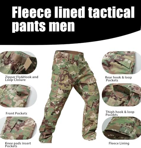 TRGPSG Men's Fleece Lined Hiking Pants Winter Tactical Pants