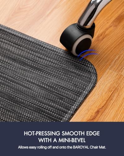 BARoyal Office Chair Mat for Hardwood Floor Under Desk Computer Rolling Chair Mat for Wood/Tile Floor Non-Slip Heavy Duty Desk Rug PVC Plastic Hard Floor Protector 30" x 48"(Metallic Black)