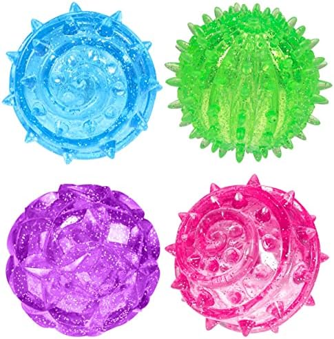 JA-RU Light Up Rubber Spike Balls Fidget Toy (4 Pk) 695-4p