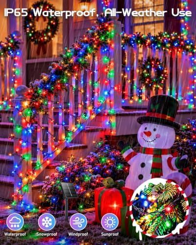 OZS 6 Pack 480 LED Solar String Lights Outdoor Waterproof, Multicolor