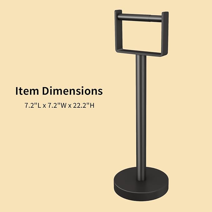 YUMORE Heavy Duty Toilet Paper Holder Stand, Extra-Weighted Base No Tipping, Stainless Steel Toilet Paper Stand, Free Standing Floor Tissue Roll Holder for Bathroom, Matte Black 200UP
