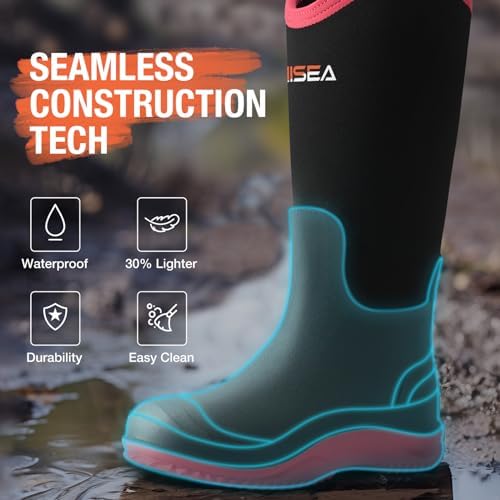HISEA Women's Mud Rain Boots, Waterproof Tall Garden Shoes