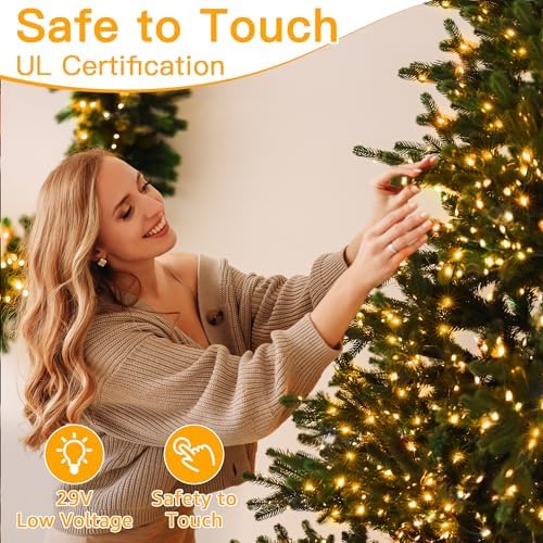 Ollny Christmas Lights Outdoor, 393FT 1200 LED IP67 Waterproof Christmas Tree Lights with 8 Modes Remote Timer, String Lights for House Yard Outside Indoor Xmas Decorations Warm White
