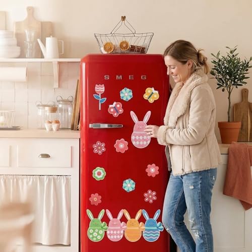 Easter Magnets for Fridge & Car - 12Pcs Glow in The Dark Bunny & Egg Decor Set, Spring & Easter Party Favors, Refrigerator Magnets, Car Decals for Kids & Adults (A)