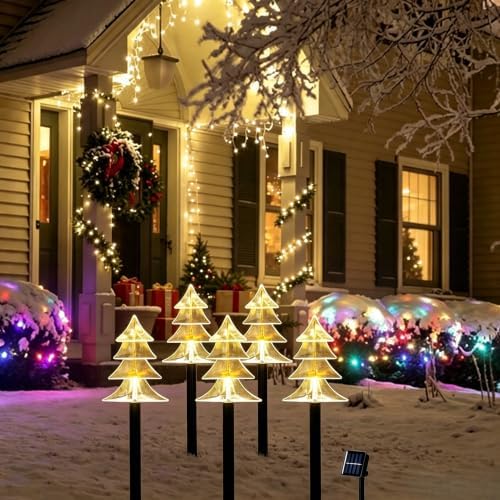 5 Pack Christmas Solar Pathway Lights, Solar Tree Lights Outdoor