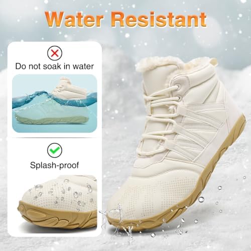 Womens Mens Barefoot Boots Shoes Minimalist Winter Snow Boots Warm Ankle Booties Zero Drop Sole Wide Toe Box Slip on Sneakers